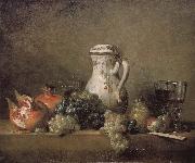 Jean Baptiste Simeon Chardin Pomegranate Grape glass knife oil painting